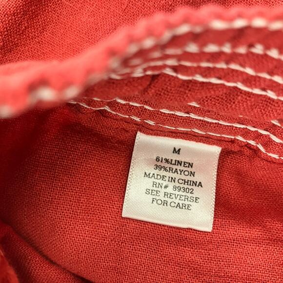 Altar'd State Women’s Linen Rayon Drawstring 3” Paper Bag Shorts Size M Red - Picture 4 of 9